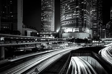 Photo sur Plexiglas Noir et blanc Paysage urbain de Hong Kong avec couleur N&amp B