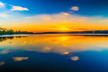 Fototapeta premium Landscape, sunset, lake