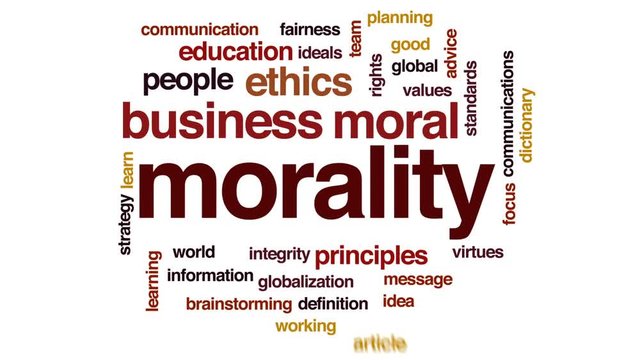 Morality animated word cloud, text design animation.