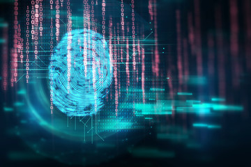 Fingerprint Scanning on blue technology  Illustration