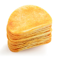 piles of potato ships isolated on a white background