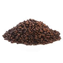 piles of coffee beans isolated on a white background