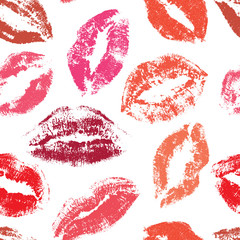 Kisses seamless vector pattern. lips print pattern