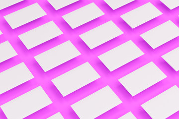 White blank business cards mock-up on violet background