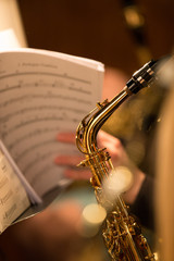 Saxophone and sheet music