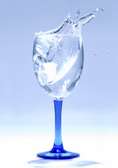 ice splashing water in glass