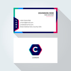 C Alphabet Letter Abstract Colorful blending logo and business card template