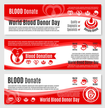 Vector banners for blood donation donor day
