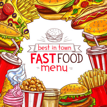 Vector fast food menu for fastfood restaurant