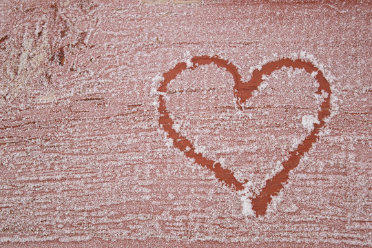 frosty background with heart
