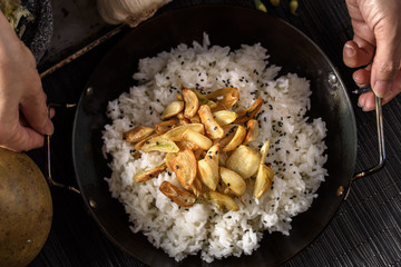 Roasted Garlic over Steamed Rice