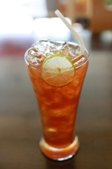 glass of iced lemon tea.