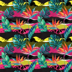 Zelfklevend Fotobehang Abstract tropical summer design seamless pattern. © Tanya Syrytsyna