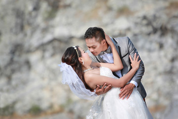 Asian couples photos of pre wedding concept of love and Marriage.