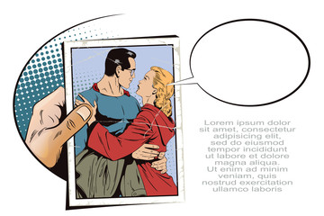 Superhero says goodbye to girl.Stock illustration.