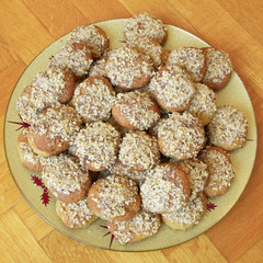 homemade melomakarona, Greek Christmas cookies with honey syrup and nuts