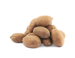 Pile of pecan nuts isolated