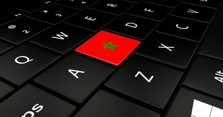Close up of Morocco flag button on laptop keyboard.