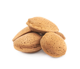 Pile of almond nuts isolated