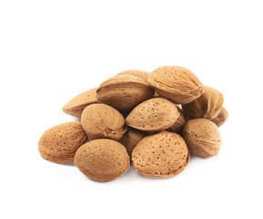 Pile of almond nuts isolated
