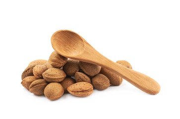 Pile of almond nuts isolated