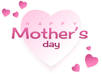 happy Mother's day,text in a heart shape float on sky, Paper art style.