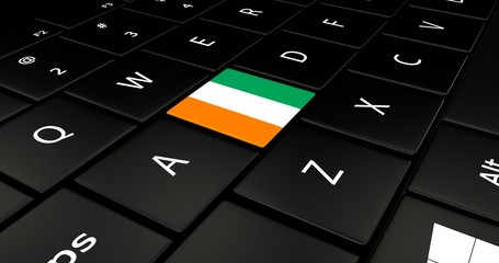 Close up of Ivory Coast flag button on laptop keyboard. © Pathompong Thongsan
