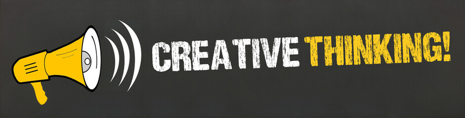 Creative Thinking! / Megafon auf Tafel