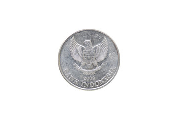 500 indonesian rupiah coin (2003) reverse isolated on white background.