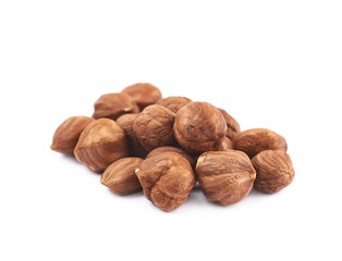 Pile of hazelnuts isolated