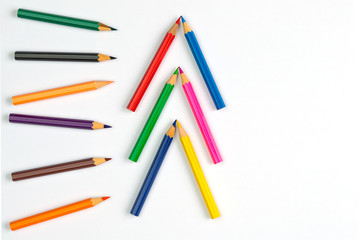 Top view of color pencil on blank paper