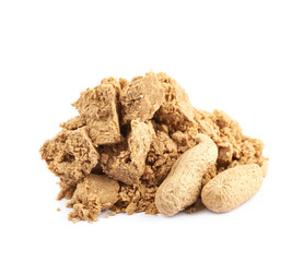 Pile of crushed halva isolated