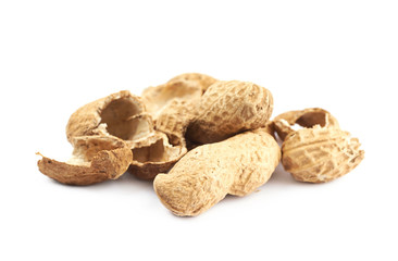Pile of peanut shells isolated