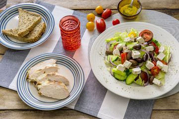 Greek salad fresh vegetables and fetta cheese