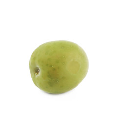 Single green olive isolated
