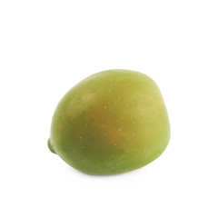 Single green olive isolated