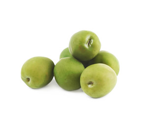 Pile of green olives isolated