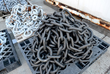 Old chains with rusty at the harbour.