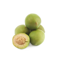 Pile of green olives isolated