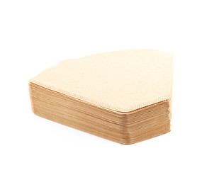 Stack of multiple paper coffee filters isolated