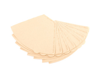 Twisted pile of coffee filters isolated