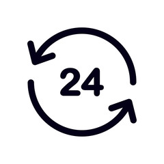 Open around  the clock hours a day icon. Badge-clock work time.