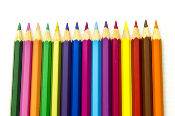 Color pencils isolated on white background.Close up.