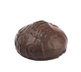 Marshmallow covered in chocolate isolated