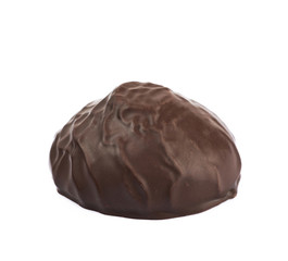 Marshmallow covered in chocolate isolated