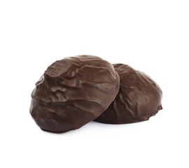 Marshmallow covered in chocolate isolated