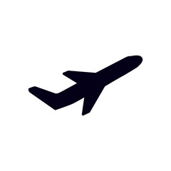 Obraz premium Airplane flight tickets air fly travel takeoff silhouette element. Plane symbol. Travel icon. Flat design. 