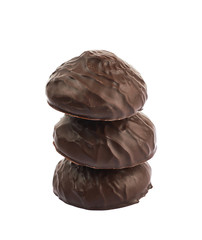 Marshmallow covered in chocolate isolated