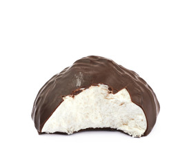 Marshmallow covered in chocolate isolated