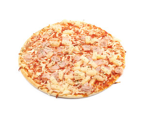 Baked frozen pizza isolated
